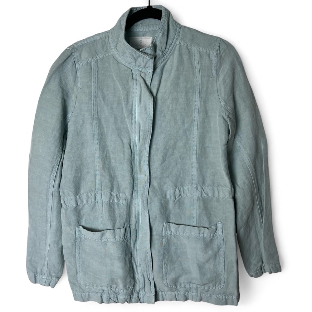 Caslon - Women’s Linen Blend Zip‎ Up Jacket Mint Blue - Sz. S